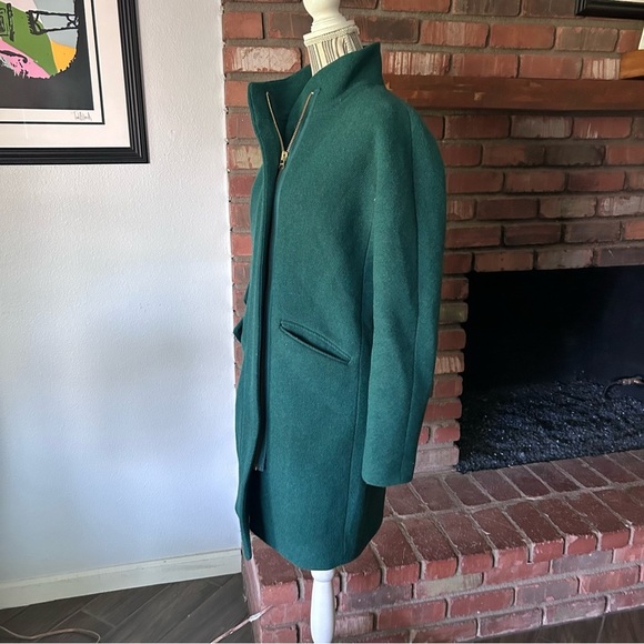 J. Crew Cocoon Coat in Italian Stadium-Cloth Wool Blend Forest Green Sz 2 TALL - Picture 8 of 14